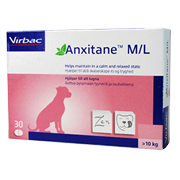 Anxitane M/L. Tilskudsfoder mod uro hos hund. Til hunde over 10 kg. 30 tabletter